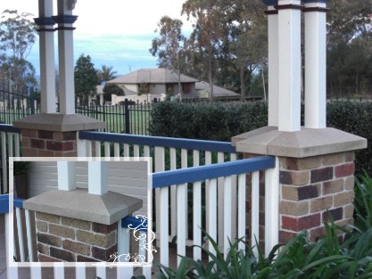 Sandstone Twin Pier Caps by J.H. Wagner & Sons.